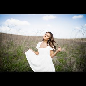 Sadie White Cotton Dress with keyhole tie detail